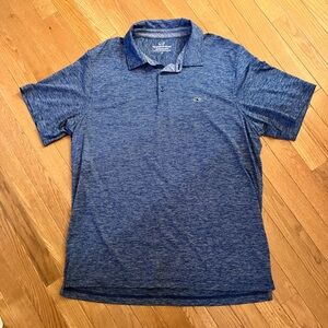 Vineyard Vines Performance Heathered Blue Polo Golf Shirt L